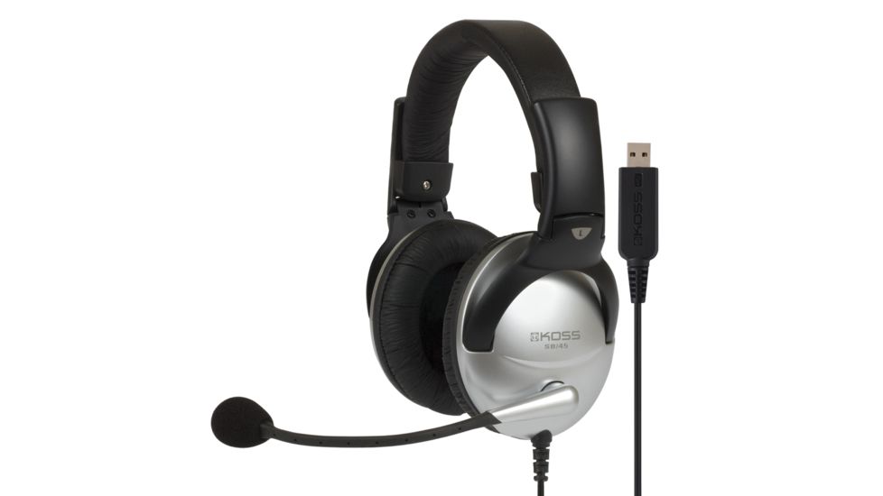 Koss SB45 Communication USB Headset, Silver/Black, NSN 5965-32-015-8412 , 5965320158412, SB45USB