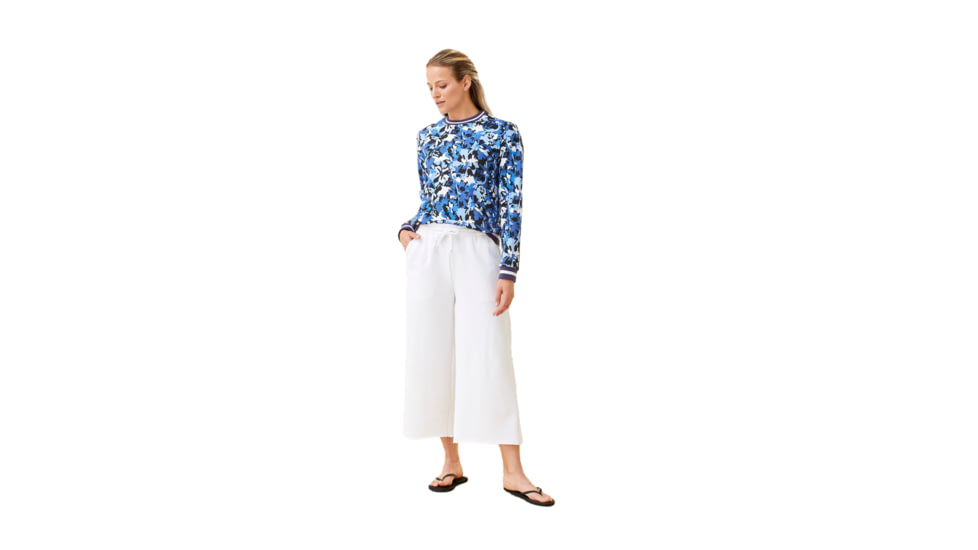 Krimson Klover Holly Crewneck Sweaters - Womens, Floral S. Blue, Large, S23155P-658-L
