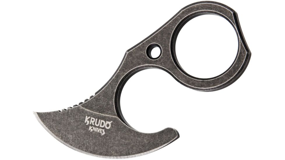 Krudo NANO Fixed Blade Black Fixed Blade Knife, 2in, Black Stonewash, Handle SNGNN9BKT