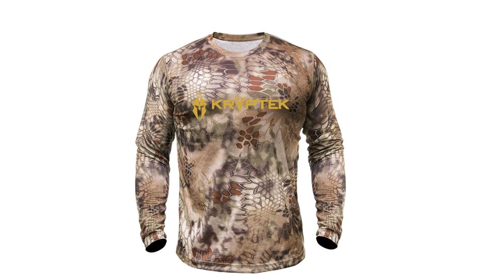 Kryptek Hyperion Long Sleeve Crew With Logo - Mens, Highlander, Small, 19HYPLSLH3