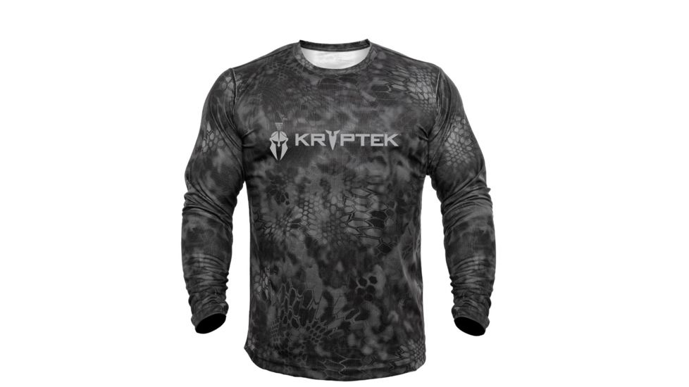 Kryptek Hyperion Long Sleeve Crew With Logo - Mens, Typhon, Extra Small, 19HYPLSLT2