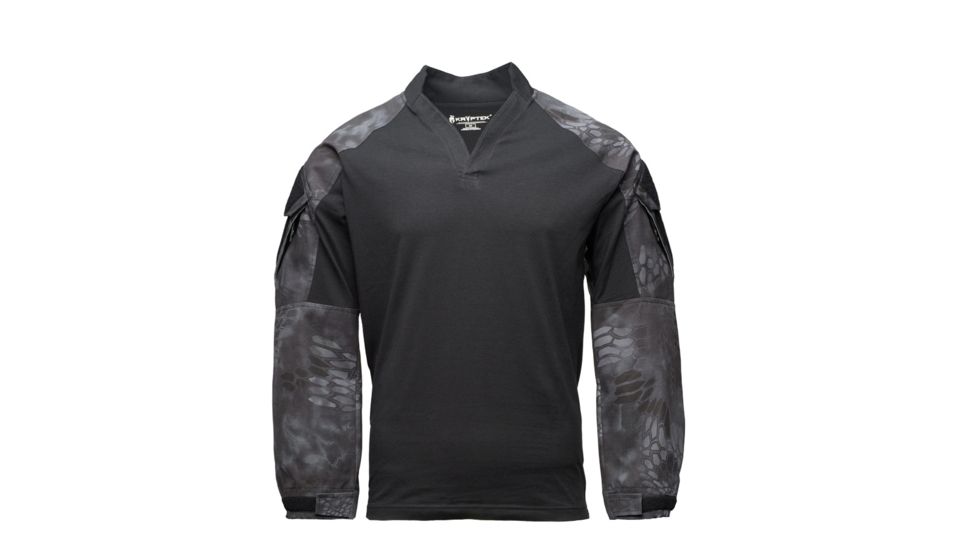 Kryptek Tactical Long Sleeve Rugby - Mens, Black/Typhon, Medium, 19TACRLSBKT4