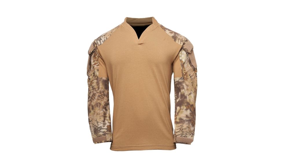 Kryptek Tactical Long Sleeve Rugby - Mens, Coyote/Highlander, Large, 19TACRLSCTH5