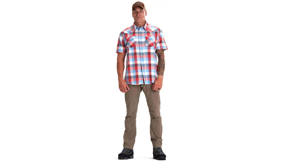 Kryptek Tartan LT WT SS Flannel - Mens, Red/White, M/Reg, 22TARFREWH4