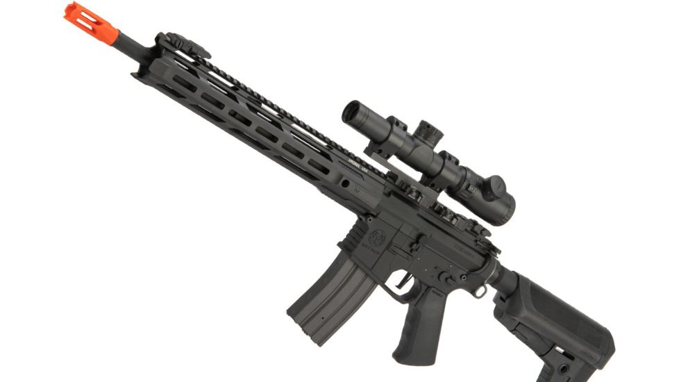 Krytac / KRISS USA Full Metal Trident MKII-M SPR Airsoft AEG Rifle, Black, Large, KTAEG-TR2SPRM-BK01