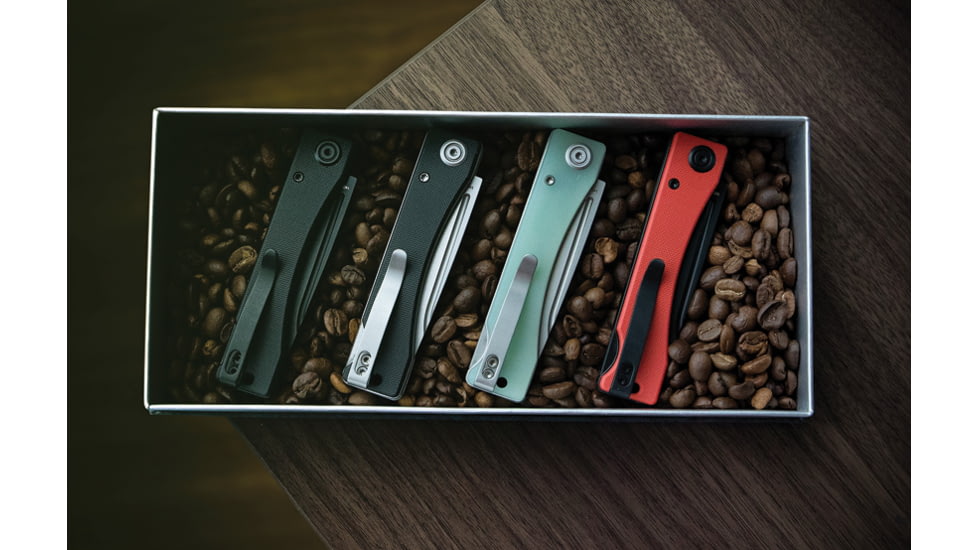 Kubey Akino Jade G10 Folding Knife, 4in Closed, 3in Bead Blast 14C28N Sandvik SS Blade, Jade G10 Handle, KU2102B