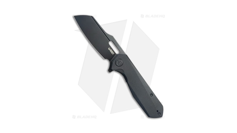 Kubey Atlas Folding Knife, 3.31in, Sandvik 14C28N, Sheepsfoot Blade, G10 Black Handle, Black/Black, 7.80in, BHQ-209109