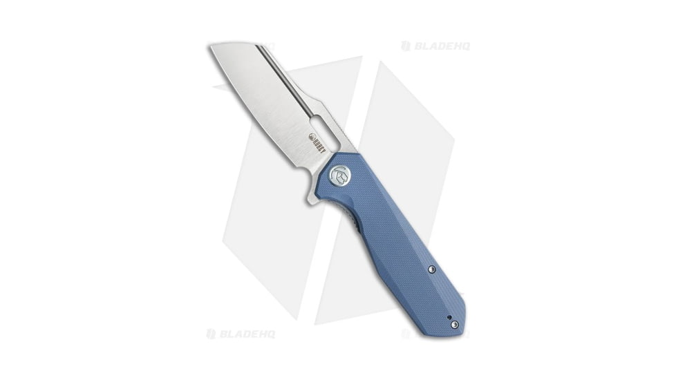 Kubey Atlas Folding Knife, 3.31in, Sandvik 14C28N, Sheepsfoot Blade, G10 Blue Handle, Gray/Blue, 7.80in, BHQ-217112