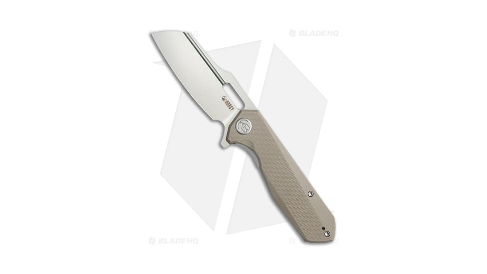 Kubey Atlas Folding Knife, 3.31in, Sandvik 14C28N, Sheepsfoot Blade, G10 Tan Handle, Gray/Tan, 7.80in, BHQ-217114