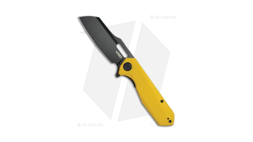 Kubey Atlas Folding Knife, 3.31in, Sandvik 14C28N, Sheepsfoot Blade, G10 Yellow Handle, Black/Yellow, 7.80in, BHQ-217111