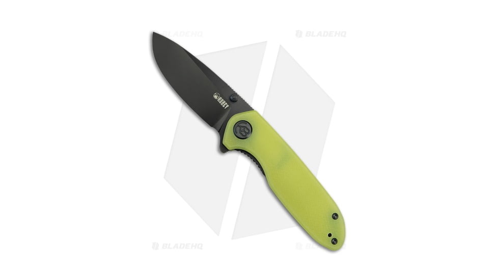 Kubey Belus Folding Knife, 2.95in, AUS-10, Drop Point Blade, G10 Yellow Handle, Black/Yellow, 7.10in, BHQ-192559