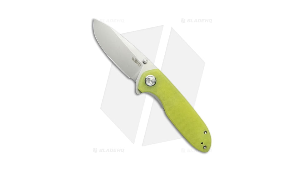 Kubey Belus Folding Knife, 2.95in, AUS-10, Drop Point Blade, G10 Yellow Handle, Gray/Yellow, 7.10in, BHQ-192556