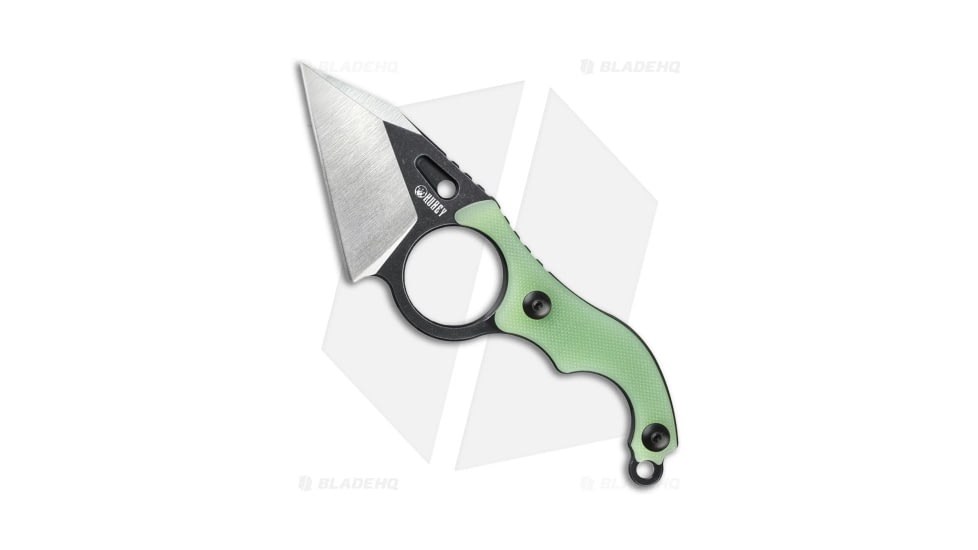 Kubey Hippocam EDC Fixed Blade Knife, 2.36in, D2, Wharncliffe Blade, G10 Jade Handle, Black/Jade, 6.10in, BHQ-136877