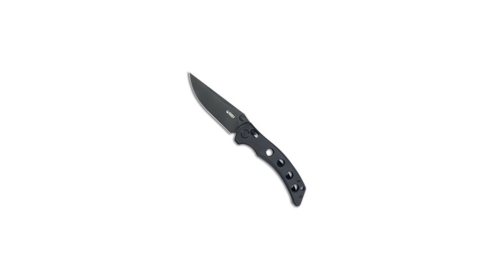 Kubey Knives Kubey Hound Crossbar Lock Knife Black G-10 3.4" Black Stonewash, Black, Sandvik 14C28N, adult, BHQ-206181