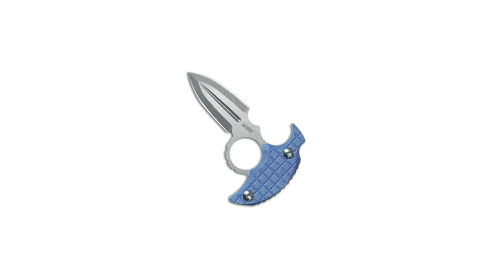 Kubey Knives Kubey Knives Cavy Fixed Blade Push Dagger Knife Blue G-10 2.25" Stonewash, Blue, Sandvik 14C28N, adult, BHQ-210960