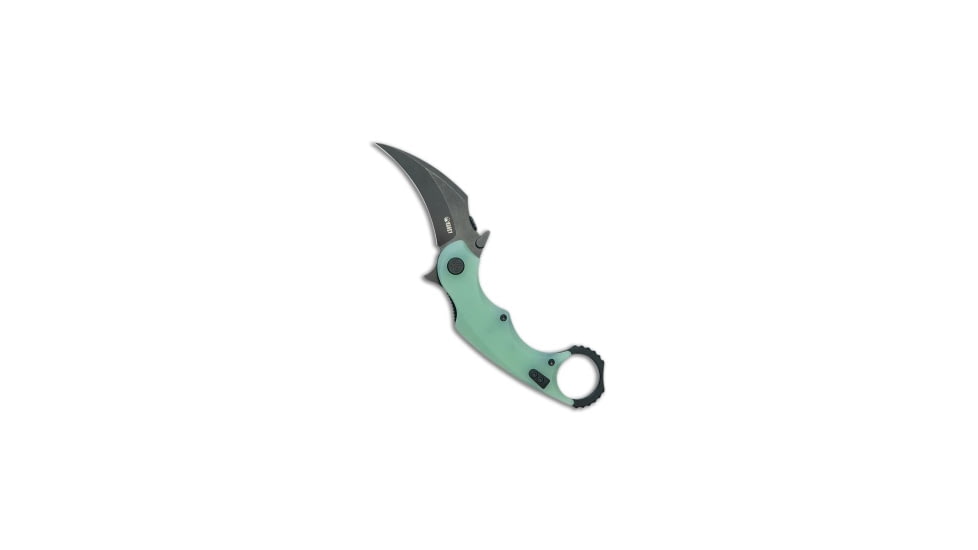Kubey Knives Kubey Knives Rogue Liner Lock Karambit Knife Jade G-10 2.9" Black SW, Jade, Sandvik 14C28N, adult, BHQ-209105