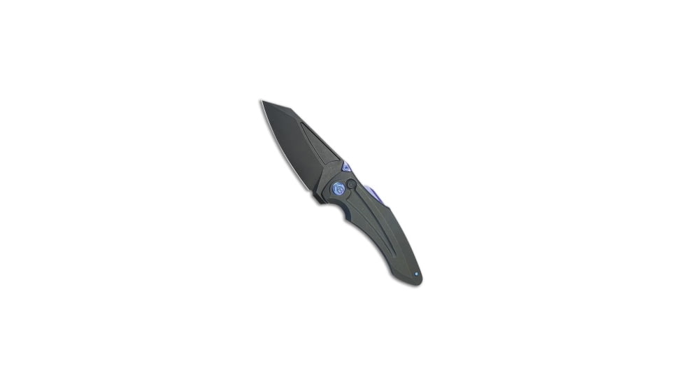 Kubey Knives Kubey Knives Sumo Button Lock Knife Black SW Ti/Blue Accents 3.2" Black SW, Black, CPM 20CV, adult, BHQ-211094