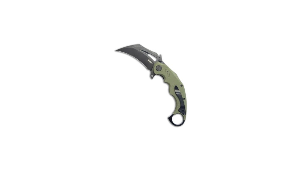 Kubey Knives Kubey Knives Wrath Liner Lock Karambit Knife OD Green G-10 2.7" Black SW, OD Green, Sandvik 14C28N, adult, BHQ-206200