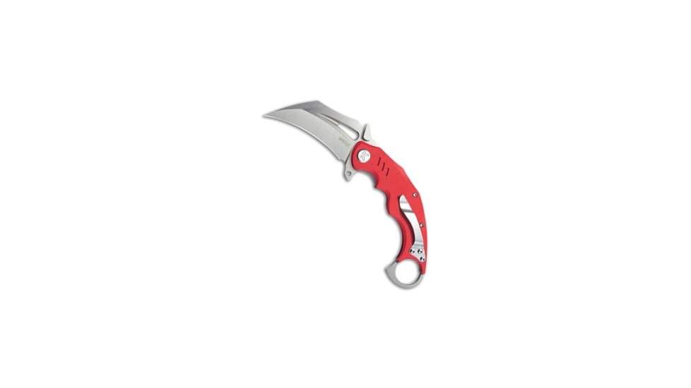 Kubey Knives Kubey Knives Wrath Liner Lock Karambit Knife Red G-10 2.7" Bead Blast, Red, Sandvik 14C28N, adult, BHQ-200587