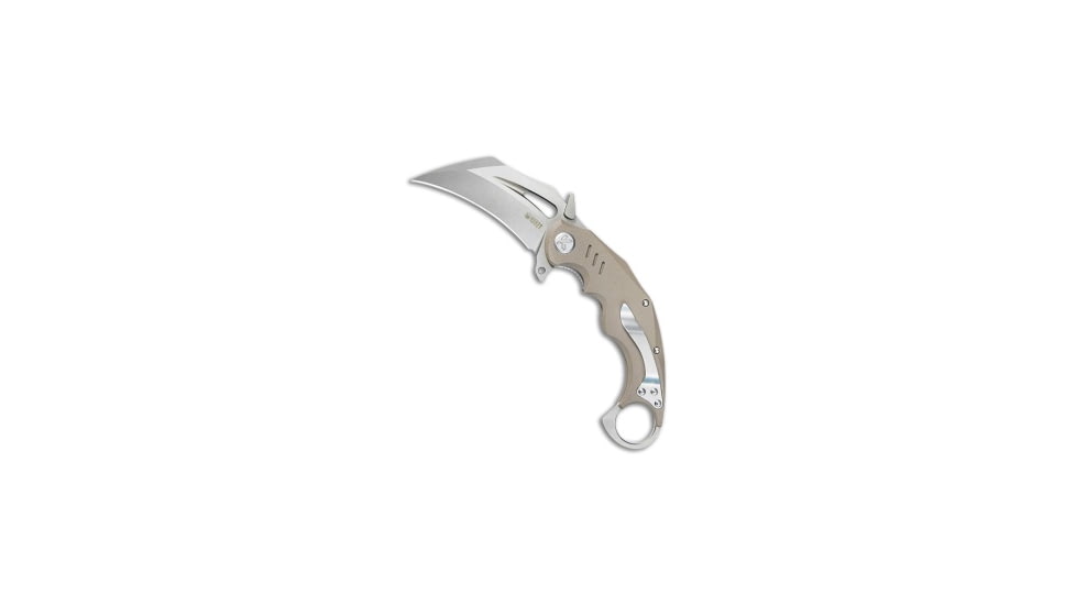 Kubey Knives Kubey Knives Wrath Liner Lock Karambit Knife Tan G-10 2.7" Bead Blast, Tan, Sandvik 14C28N, adult, BHQ-200573