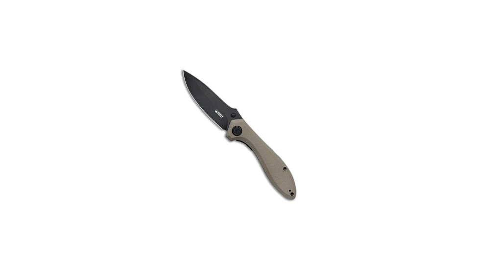 Kubey Ruckus Folding Knife, 3.31in, AUS 10A, Drop Point Blade, G-10, Tan Handle, Tan/Black, 8.03 inch, BHQ-221760