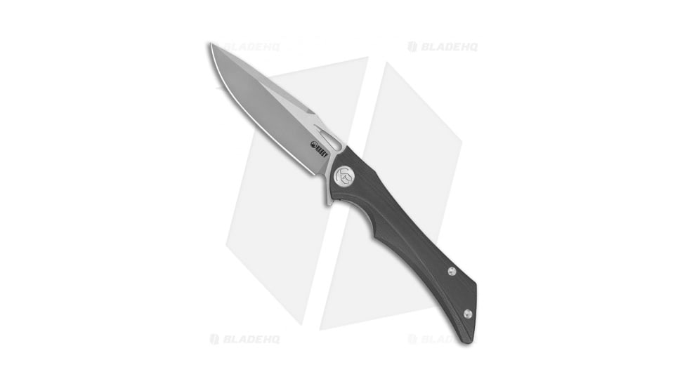 Kubey Raven Folding Knife, 3.54in, AUS-10, Drop Point Blade, G10 Black Handle, Gray/Black, 8.15in, BHQ-120450