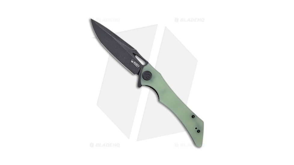 Kubey Raven Folding Knife, 3.54in, AUS-10, Drop Point Blade, G10 Jade Handle, Black/Jade, 8.15in, BHQ-192537