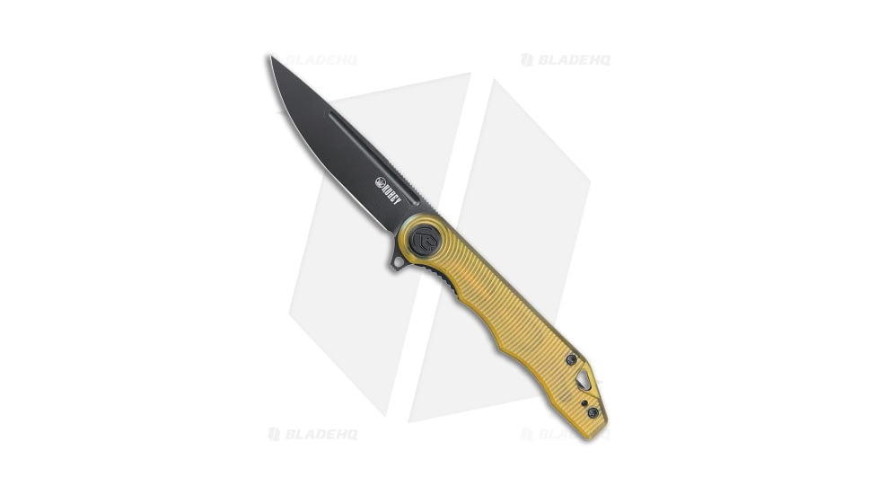 Kubey Tiguass Mizo Folding Knife, 3.15in, AUS-10, Drop Point Blade, Ultem Yellow Handle, Black/Yellow, 7.20in, BHQ-194550