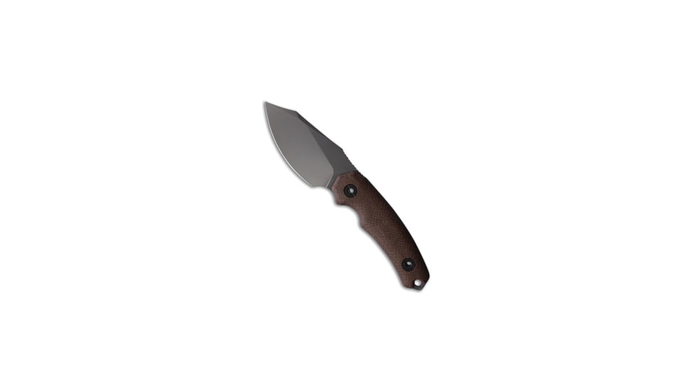 Kunwu Kunwu Knives Stiffy D Fixed Blade Knife Brown Burlap Micarta 3.5" DLC, Brown, Vanadis 4 Extra, adult, BHQ-222314