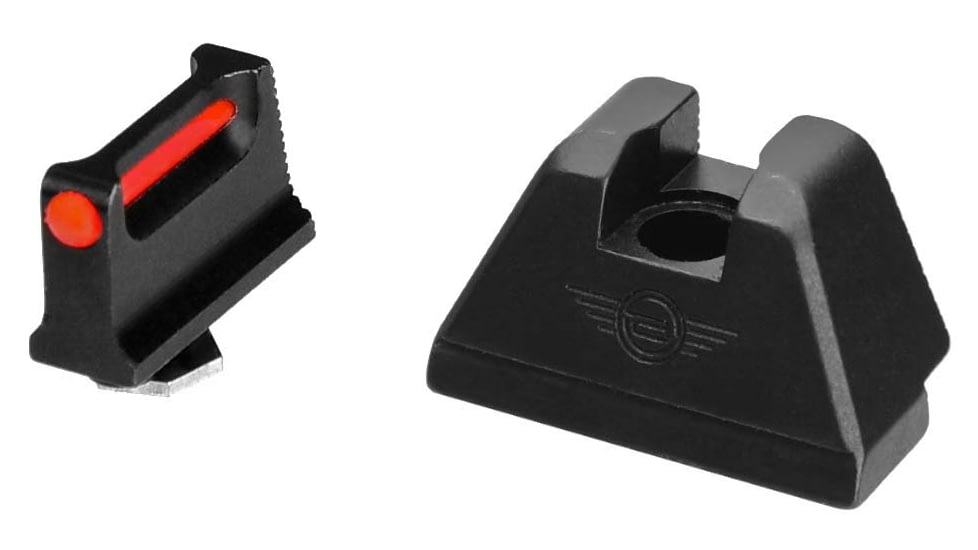 L2D Combat Co-Witness/Suppressor Height Fiber Optic Sight Set, Glock 9mm/.40S&amp;W/.357 SIG Except G43, Black, LD-S-FOS-S