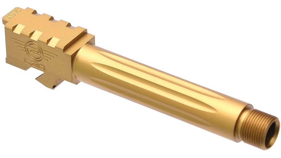 L2D Combat Precision Match Threaded Barrel, Glock 17, 9mm, 1-10 RH, 1/2x28, Gen 5, Titanium Nitride, LD-BBL-PM-175-FT-TIN