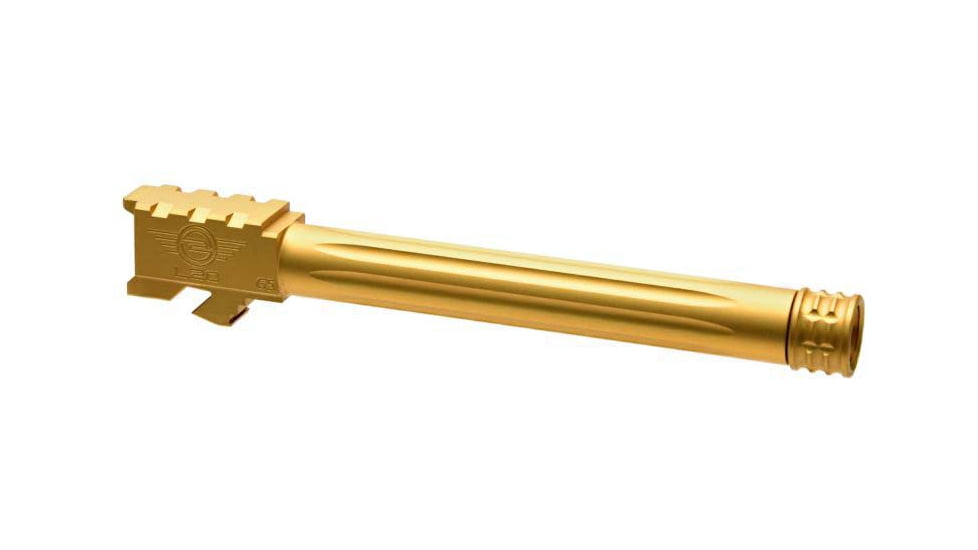 L2D Combat Precision Match Threaded Barrel, Glock 34, 9mm, 1-10 RH, 1/2x28, Gen 5, Titanium Nitride, LD-BBL-PM-345-FT-TIN
