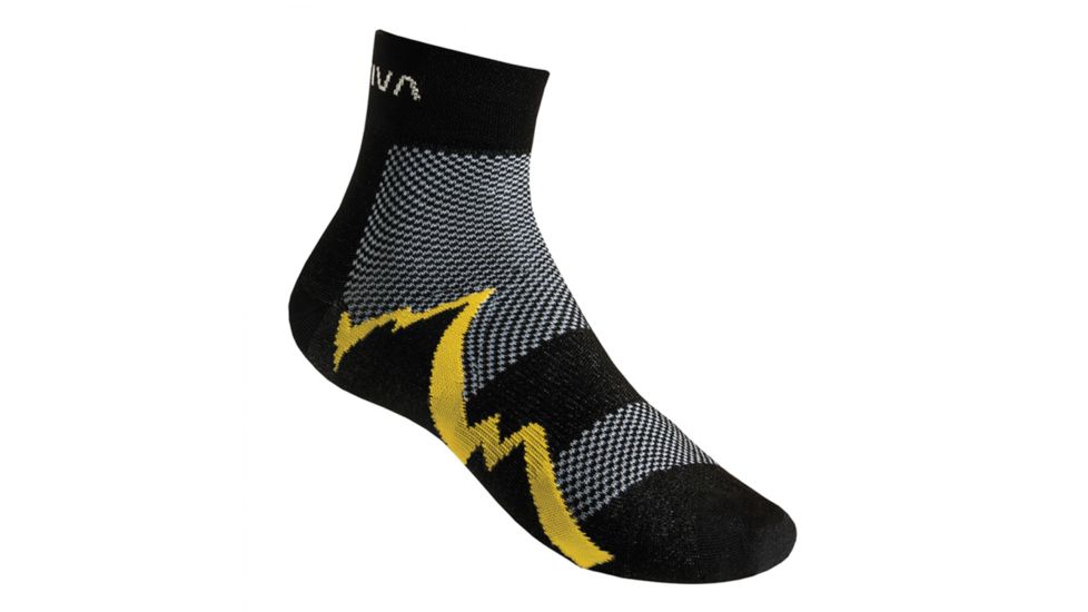 La Sportiva Short Distance Socks, Black/Yellow, Small 29U-BY-S