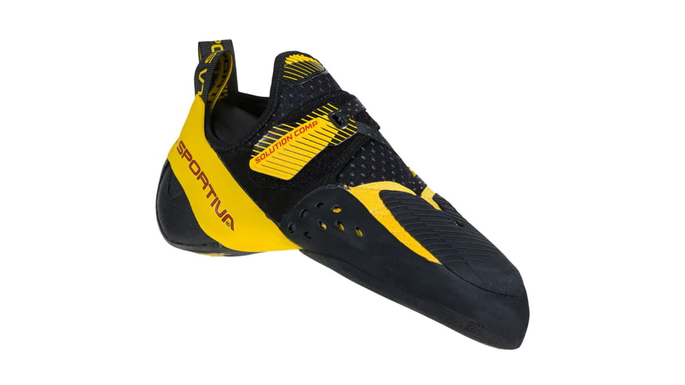 La Sportiva Solution Comp Climbing Shoes - Men's, Black/Yellow, 35.5, ZFCS018-K00Y00-35.5