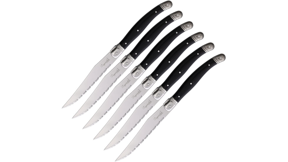 Laguiole LA TOUR 6 pc Steak Knife Set Black