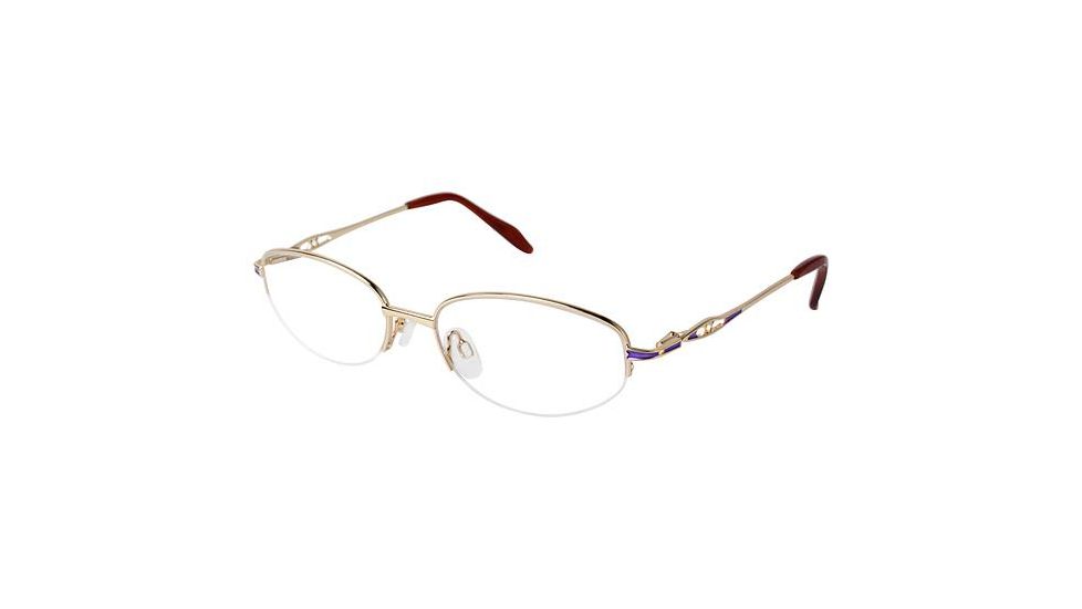 LAmy C By 520 Single Vision Prescription Eyeglasses - Frame GOLD/LAVENDER, Size 53/17mm CYCBL52001