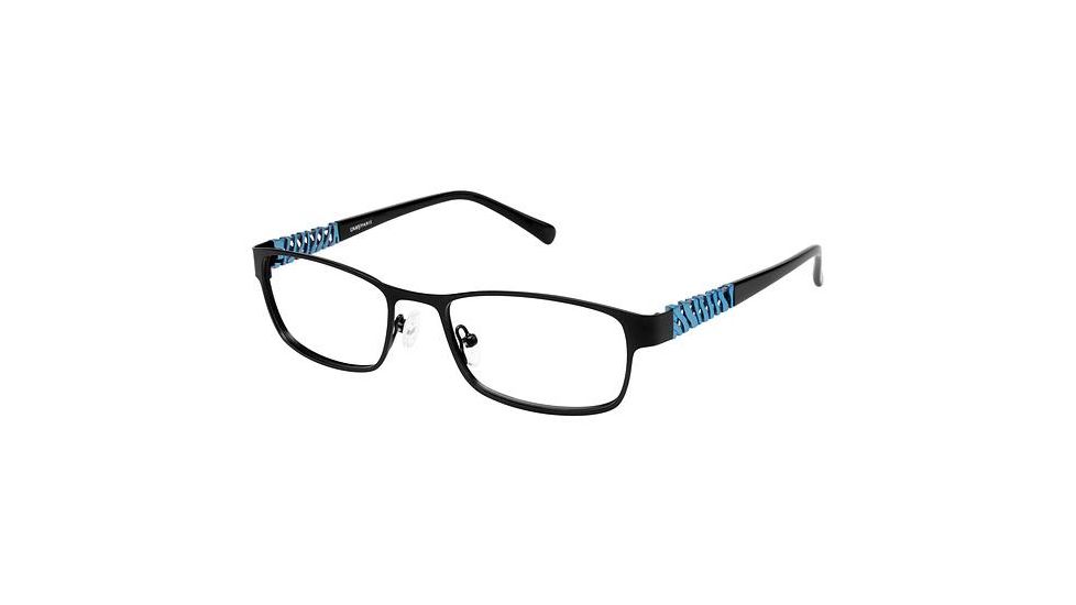 LAmy Cadence Eyeglass Frames - Frame Matte Black / Light Blue LYCADENCE01