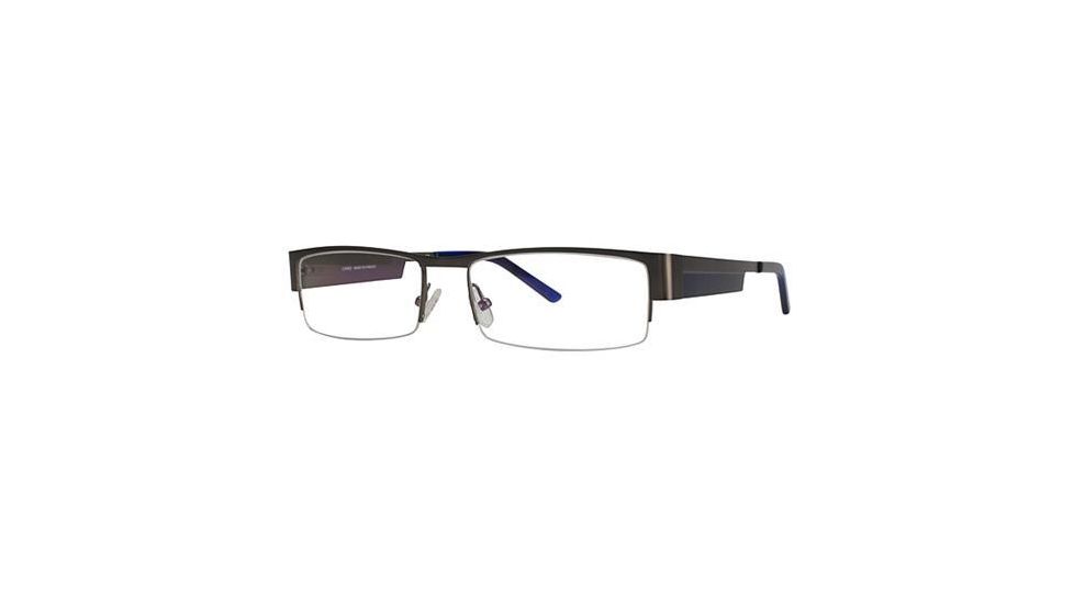 LAmy Xavier Single Vision Prescription Eyeglasses - Frame Pewter/Blue, Size 56/17mm LYXAVIER02