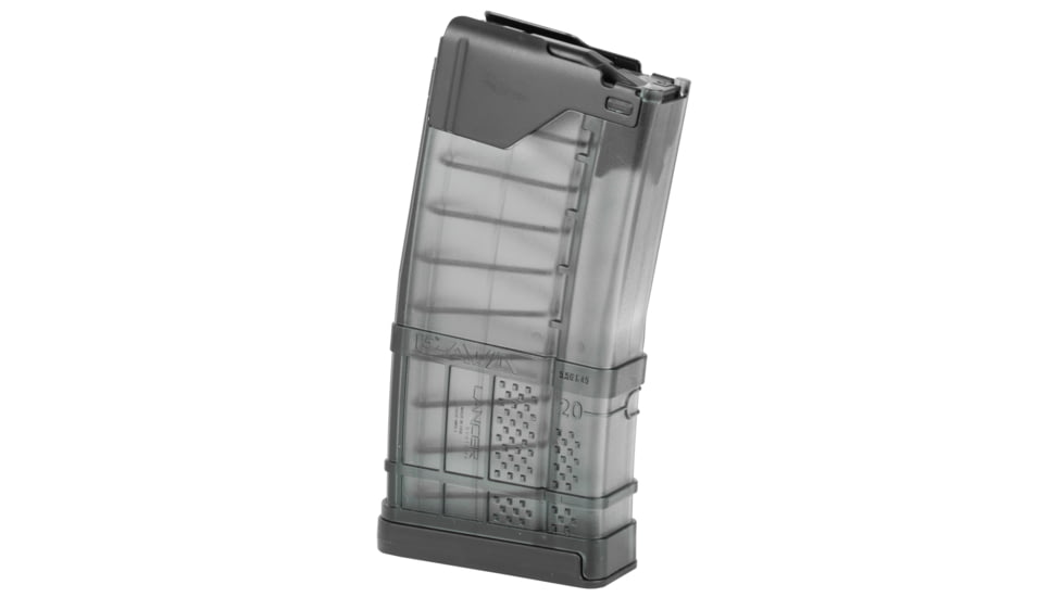 Lancer Systems L5AWM AR-15 Detachable Rifle Magazine, .223 Rem/.300 Blackout/5.56x45mm NATO, 20 Round, Translucent Smoke, 1 Pack, Polymer, 999000232002-20RD