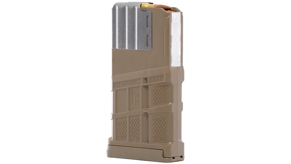 Lancer Systems L7AWM GEN 2 AR-10/SR-25, .308/6.5 Credmoore, 20 Round Rifle Magazine, Opaque Flat Dark Earth, 20, L7-G2-20-FDE