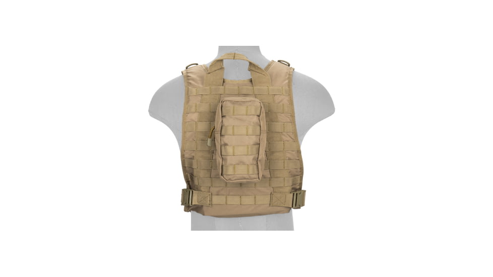 Lancer Tactical 1000D Nylon MOLLE Plate Carrier Vest, Tan, CA-301TN