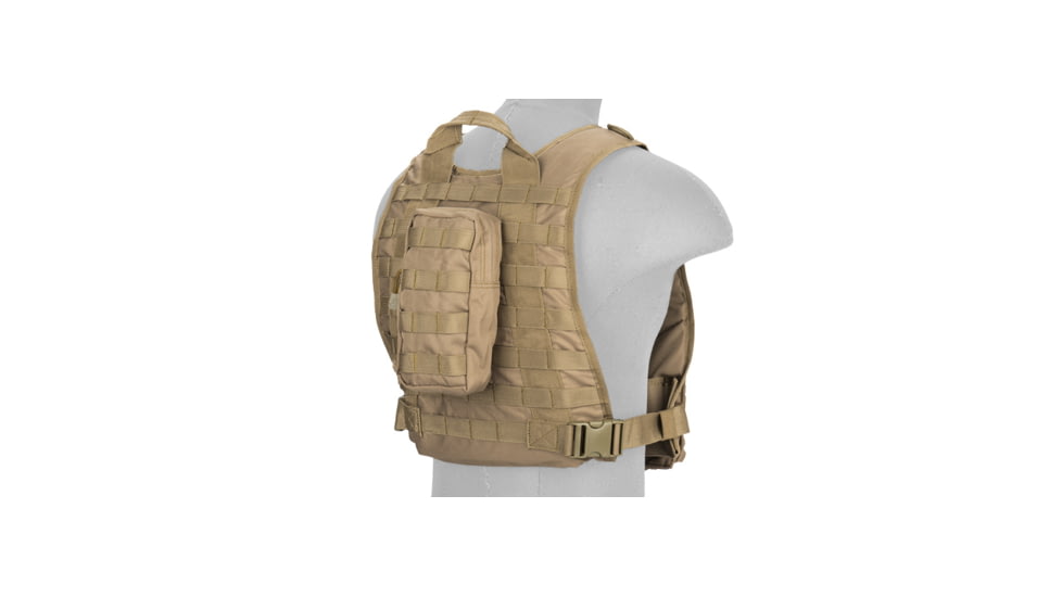 Lancer Tactical 1000D Nylon MOLLE Plate Carrier Vest, Tan, CA-301TN