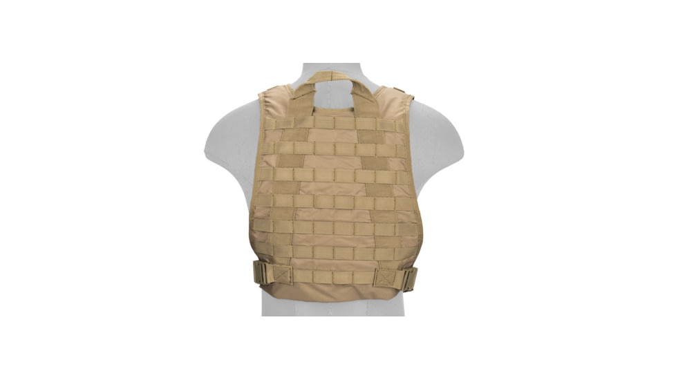 Lancer Tactical 1000D Nylon MOLLE Plate Carrier Vest, Tan, CA-301TN