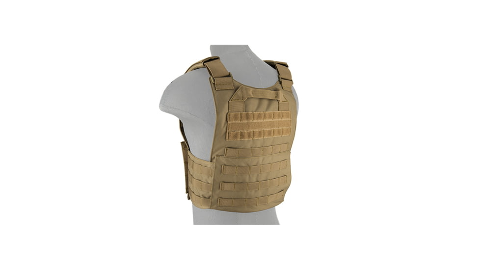 Lancer Tactical Buckle Up Version Airsoft Plate Carrier, Tan, CA-297T