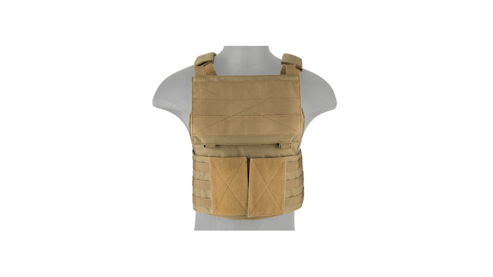 Lancer Tactical Buckle Up Version Airsoft Plate Carrier, Tan, CA-297T