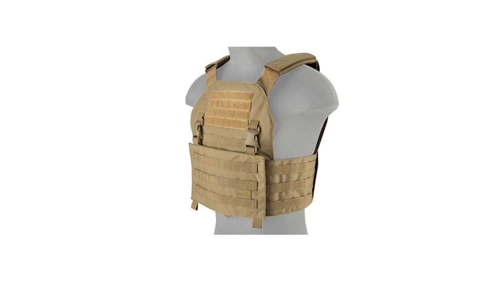 Lancer Tactical Buckle Up Version Airsoft Plate Carrier, Tan, CA-297T