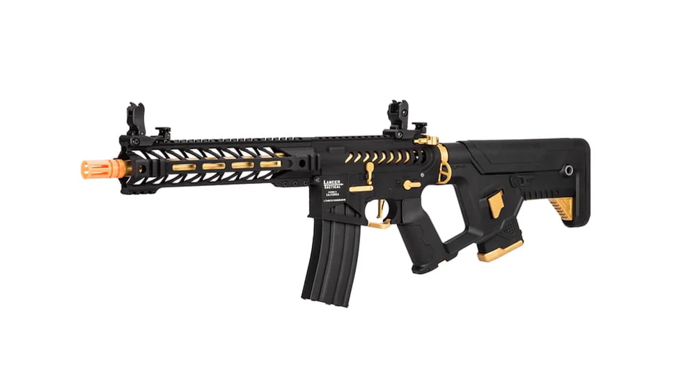 Lancer Tactical Enforcer Battle Hawk 10in Skeleton AEG w/ Alpha Stock, Black/Gold, LT-34BCG10-G2-ME