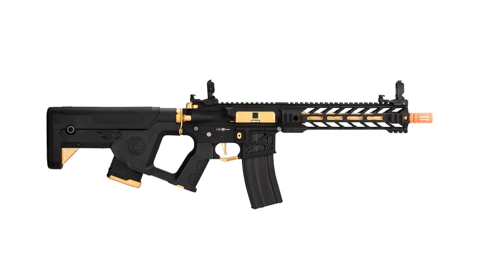 Lancer Tactical Enforcer Battle Hawk 10in Skeleton AEG w/ Alpha Stock, Black/Gold, LT-34BCG10-G2-ME