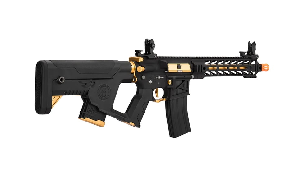 Lancer Tactical Enforcer Battle Hawk 10in Skeleton AEG w/ Alpha Stock, Black/Gold, LT-34BCG10-G2-ME