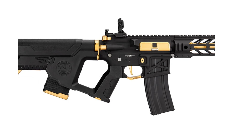 Lancer Tactical Enforcer Battle Hawk 10in Skeleton AEG w/ Alpha Stock, Black/Gold, LT-34BCG10-G2-ME